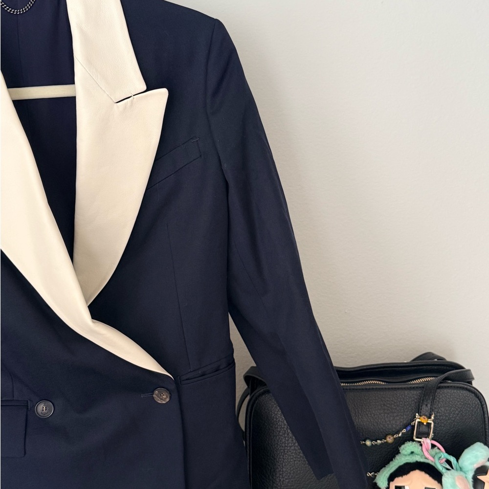 Salvatore Ferragamo Blazer with Cream Leather Lapel